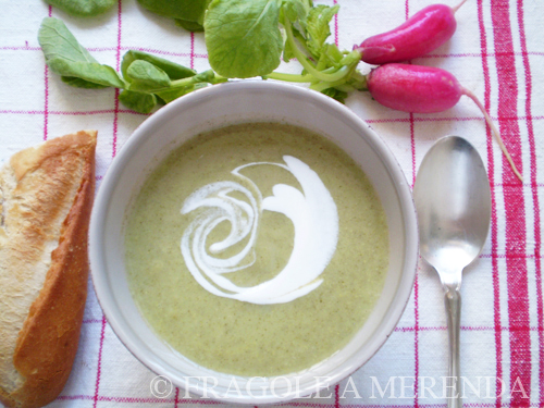 Crema di zucchine e foglie di ravanello