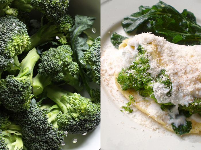 Omelette di broccoli e crema al parmigiano