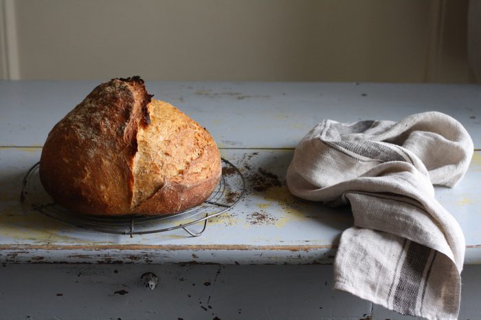 Soda bread con farina di lino : Fragole a merenda